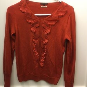 Trans Work Women's Solid Orange Long Sleeve Pullover Casual Top Sweater Size 38